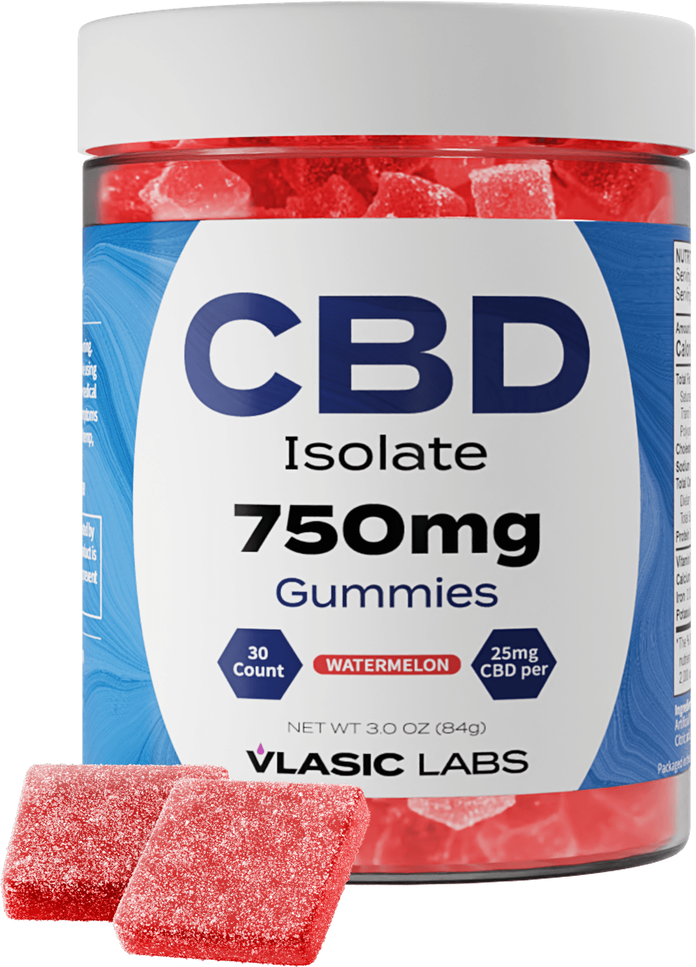 Vlasic Labs Watermelon - CBD Isolate Gummies | 30 count, 750mg