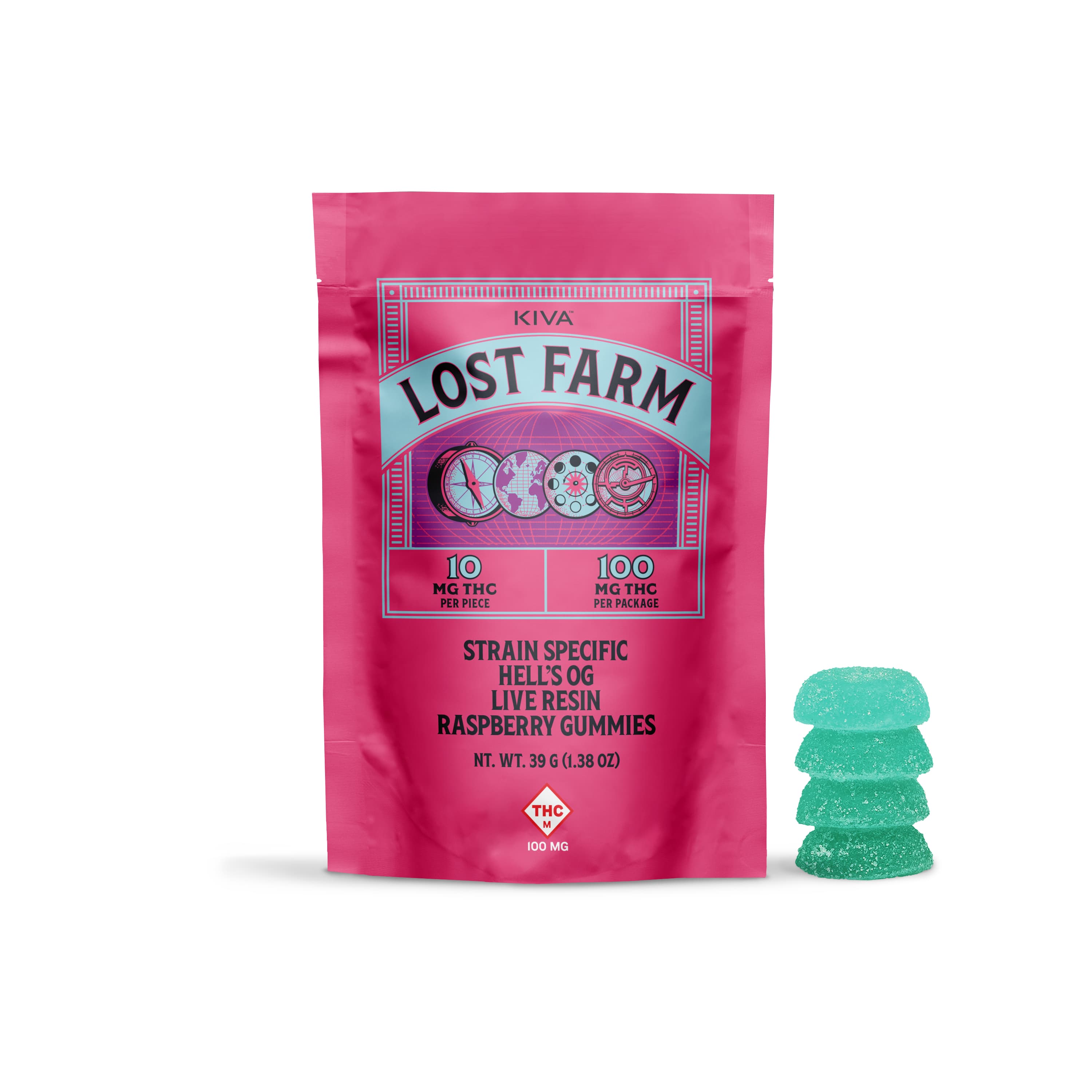 Lost Farm Live Resin Gummies | Raspberry x Hell's OG | 100mg | 10pk