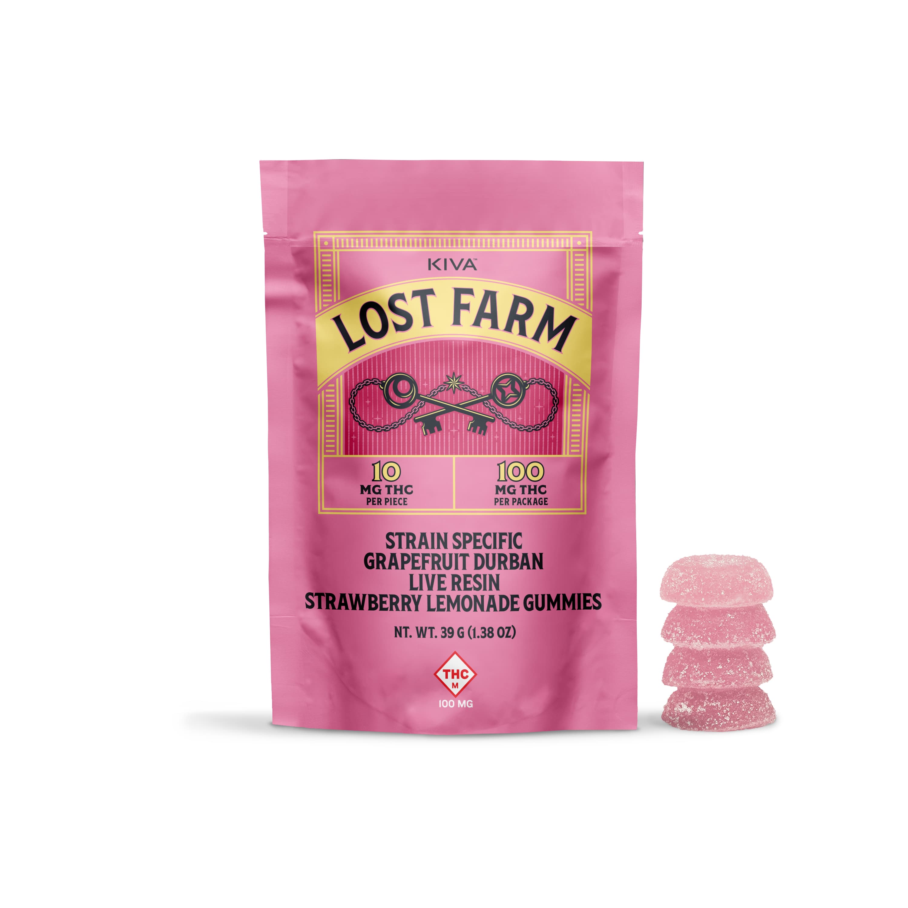 Lost Farm Live Resin Gummies | Strawberry Lemonade x Grapefruit Durban | 100mg | 10pk