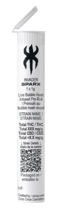 INVADER SPARX - Live Bubble Hash Infused Pre-Roll | 1g