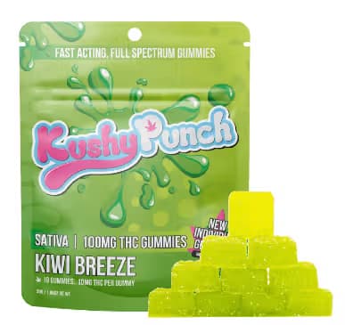 Kushy Punch 100mg Gummies - Kiwi Breeze