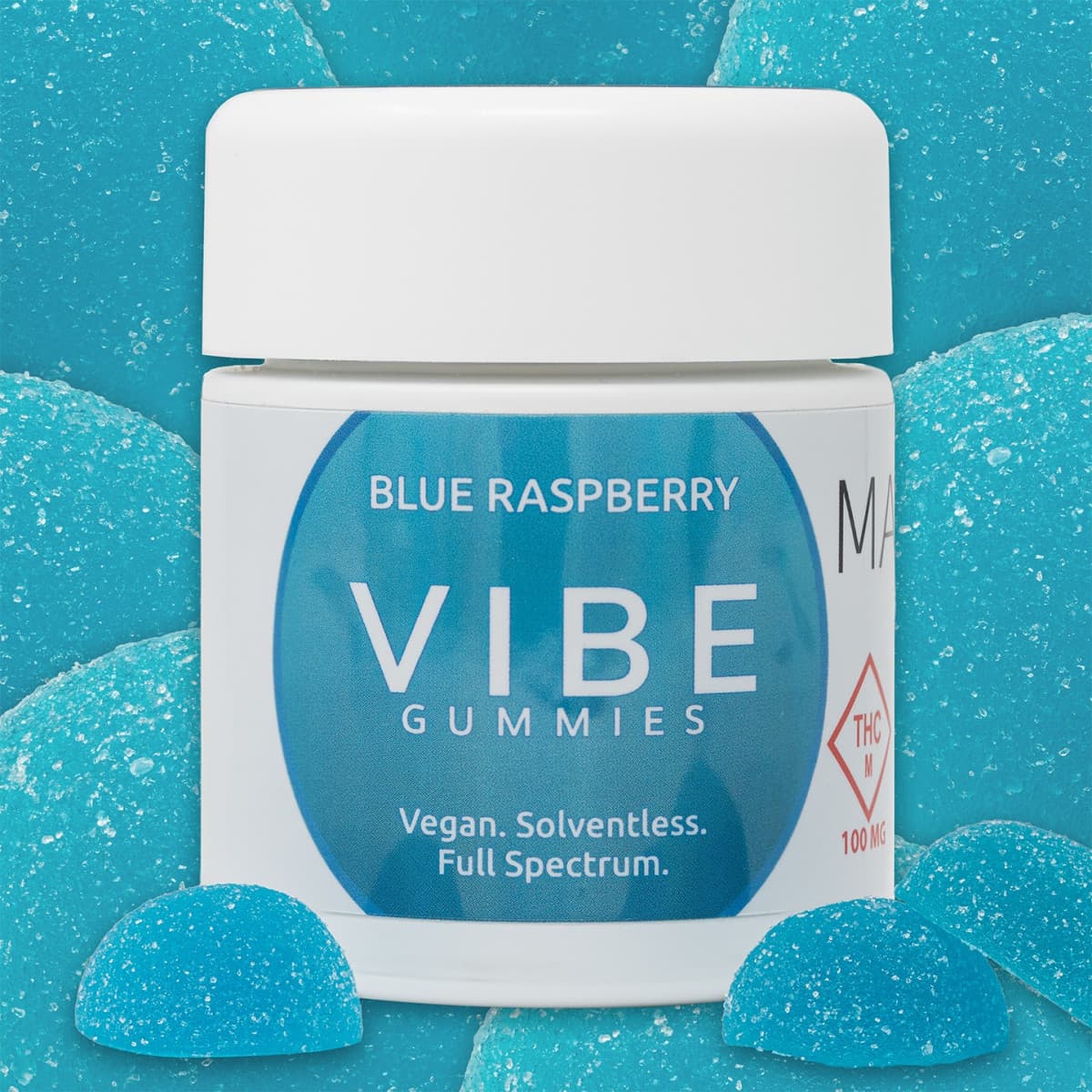 Vibe Cannabis 100mg Solventless Vegan Gummies - Blue Raspberry