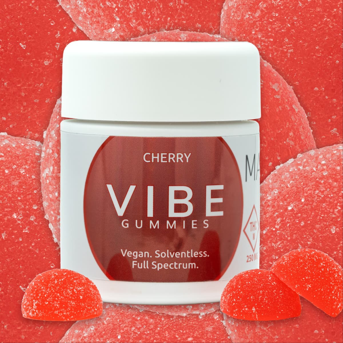 Vibe Cannabis 100mg Solventless Vegan Gummies - Cherry