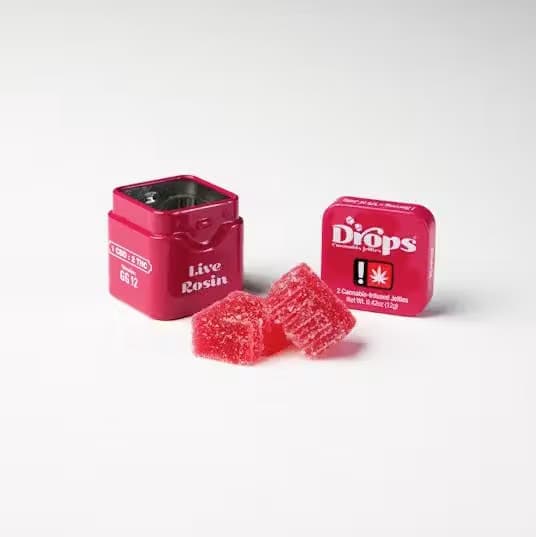 Drops Raspberry | 2pc | 1:2 CBD:THC Live Rosin Gummy