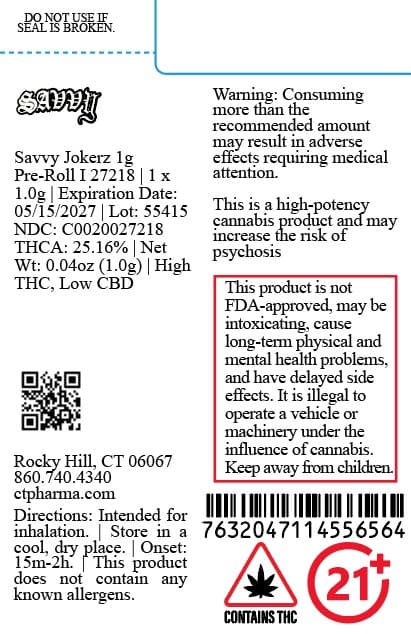 Savvy Savvy Jokerz 1g Pre-Roll I 27218