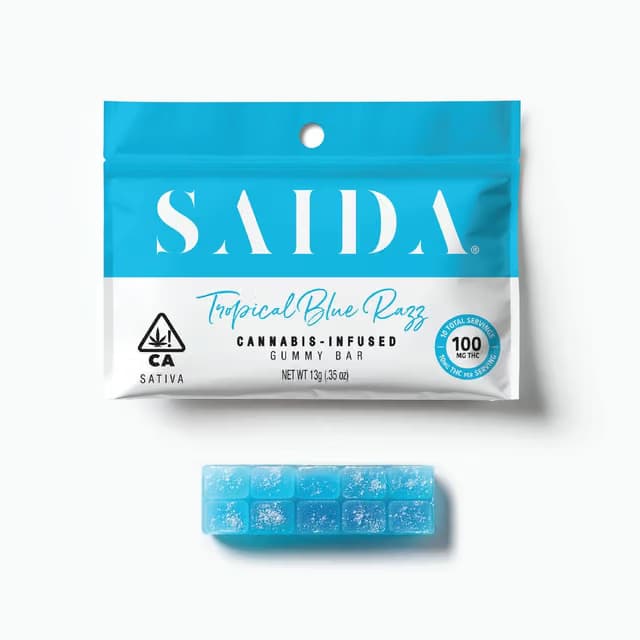 Saida GUMMY BAR 10PK [100MG] TROPICAL BLUE RAZZ - 100 MG - 10 PACK