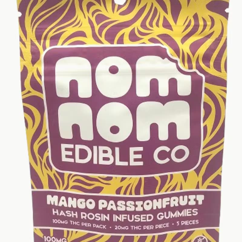 Nom Nom Edible Co. 100mg Mango Passionfruit Rosin Gummies NomNom