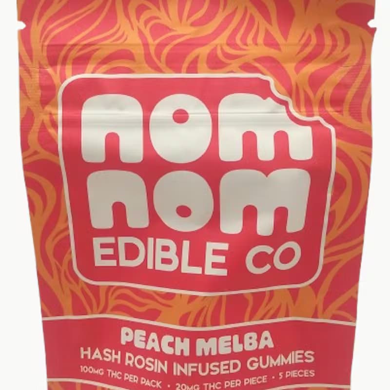 Nom Nom Edible Co. 100mg Peach Melba Rosin Gummies NomNom