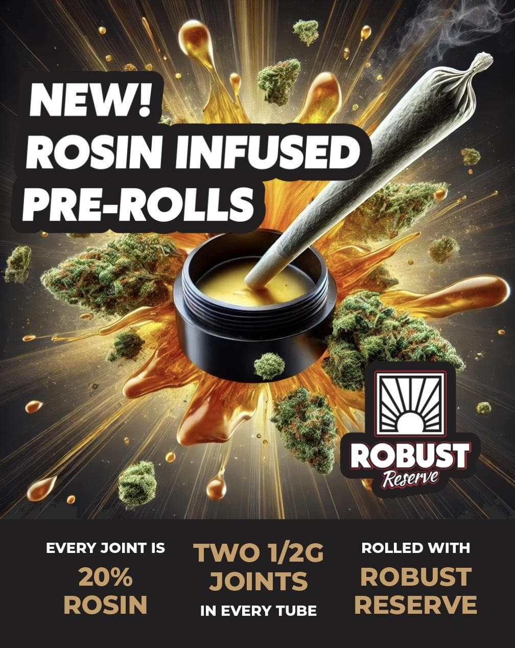 Robust Reserve Whipped Cream (Hybrid) Rosin Infused Preroll 2pk - 1.25g