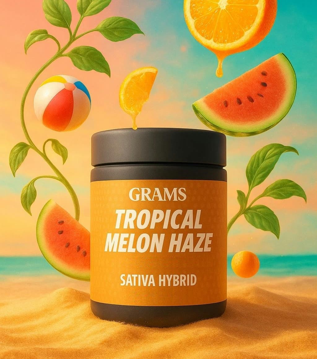 Grams Bubble Hash Infused Tropical Melon Haze | Sativa Hybrid | Preroll 5-Pack | 2.5g