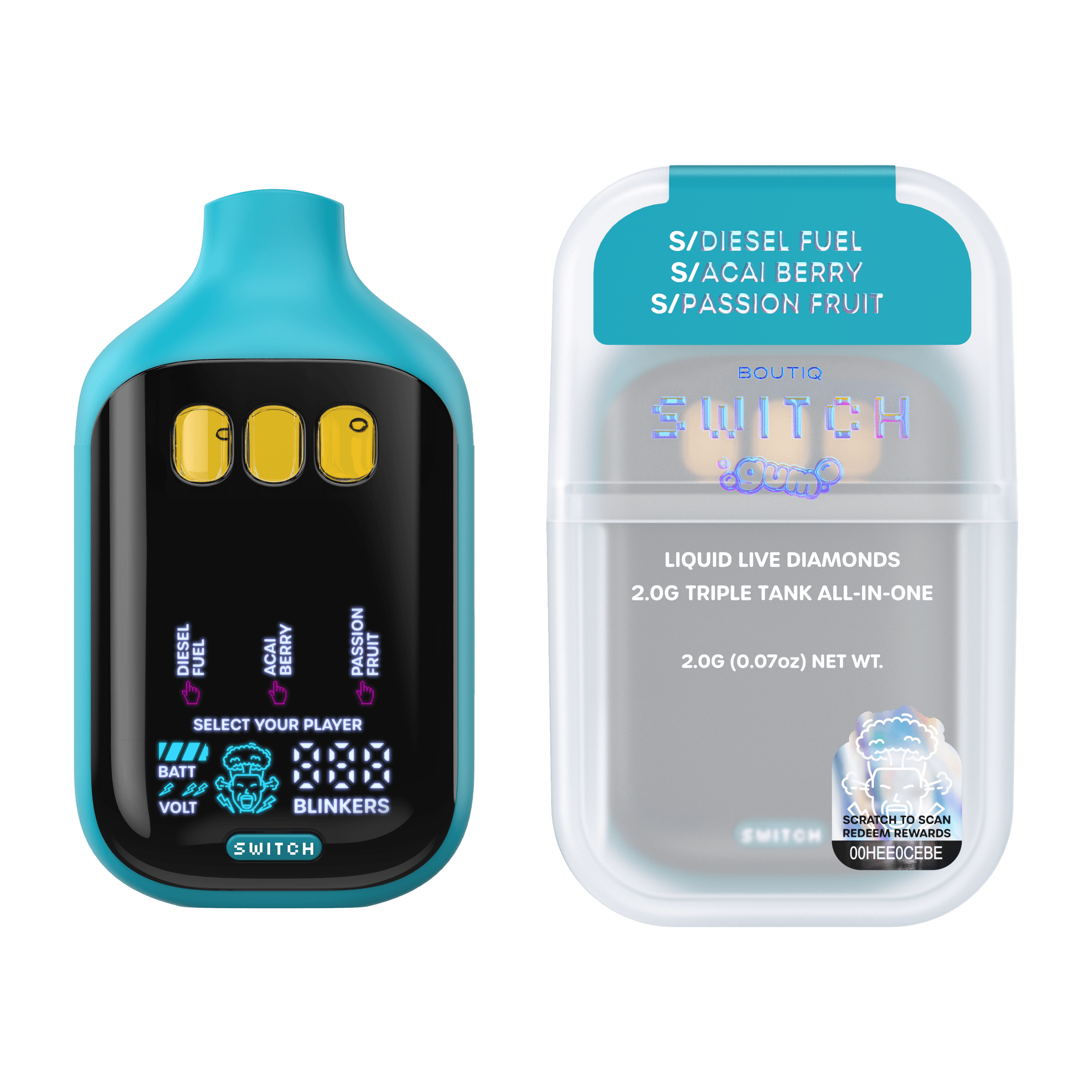 Boutiq Diesel Fuel, Acai Berry, Passion Fruit, Gum Switch V5 Disposable
