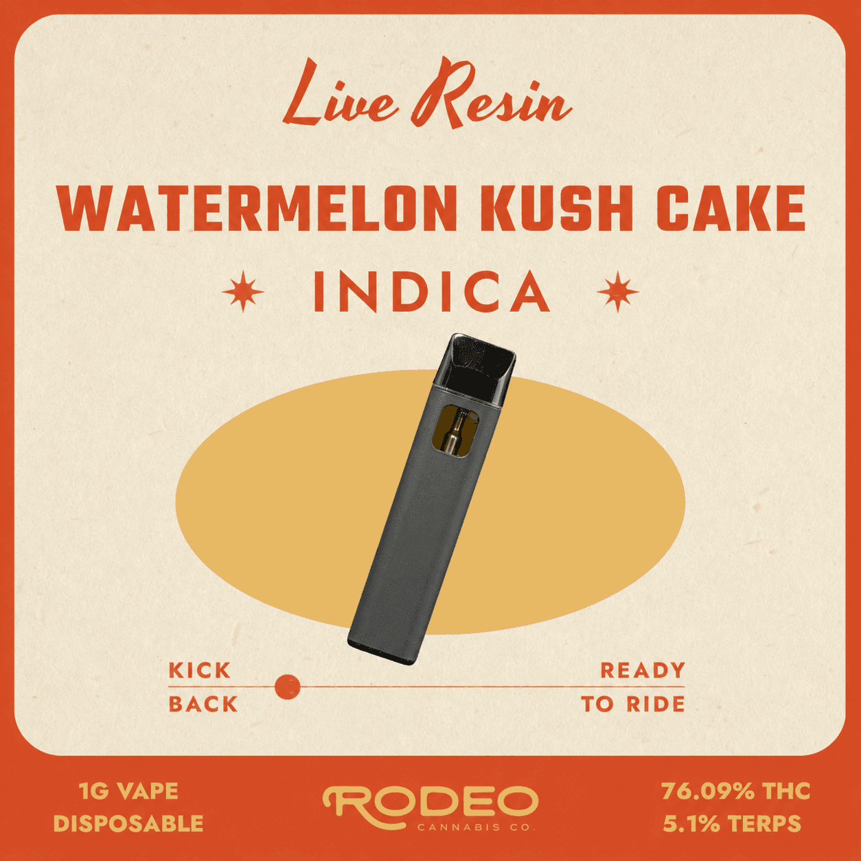 Rodeo Watermelon Kush Cake | Live Resin Disposable Vape | 1g | C0070000495