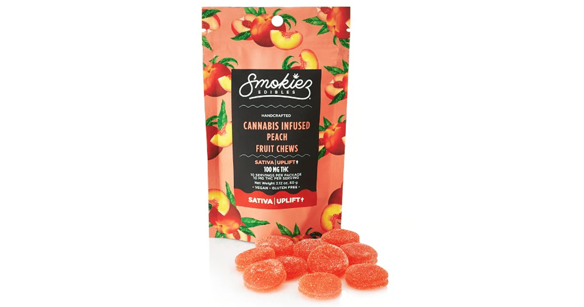 Smokiez Edibles Smokiez 10mg Peach Sativa Fruit Chews - 100mg