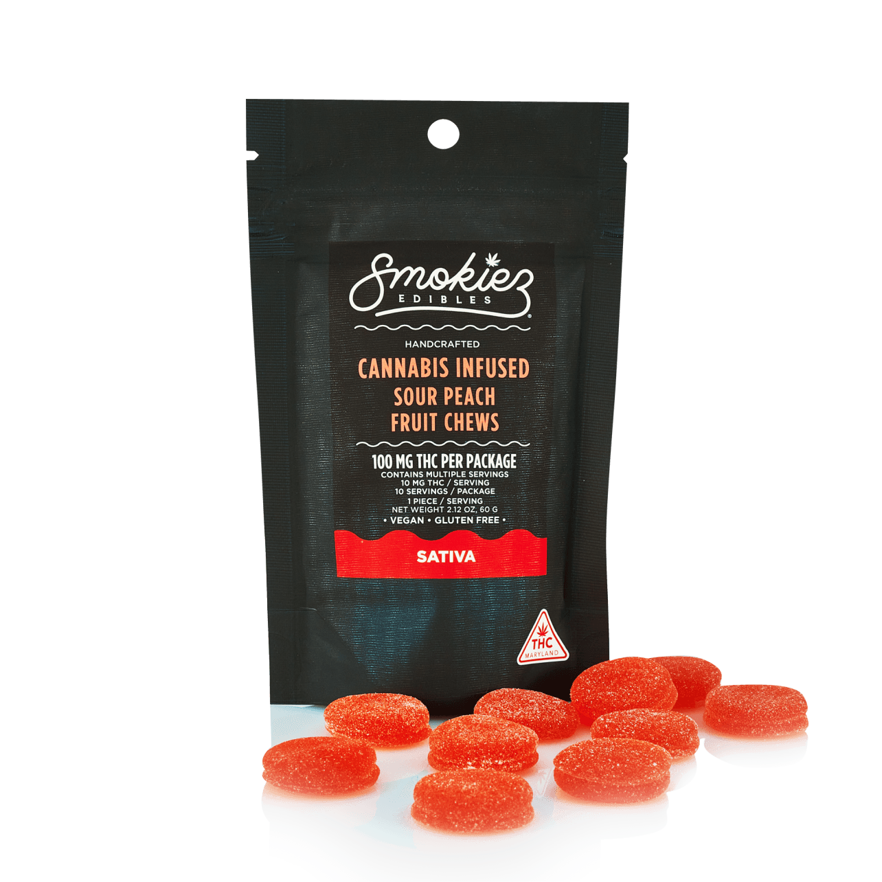 Smokiez Edibles Sour Peach Sativa Chews - 100mg