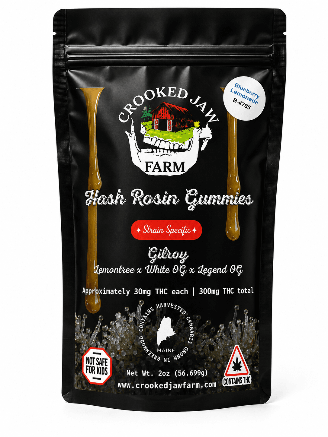 Crooked Jaw Farm Hybrid Hash Rosin Gummies | Blueberry Lemonade