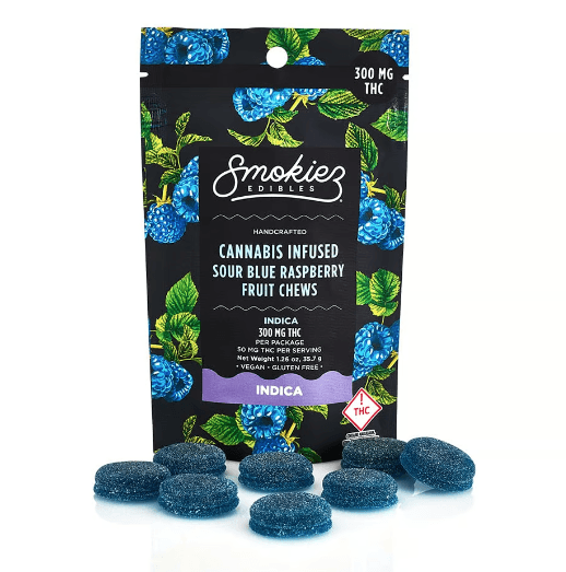 Smokiez Edibles Sour Blue Raspberry Fruit Chews 6pk - 524614