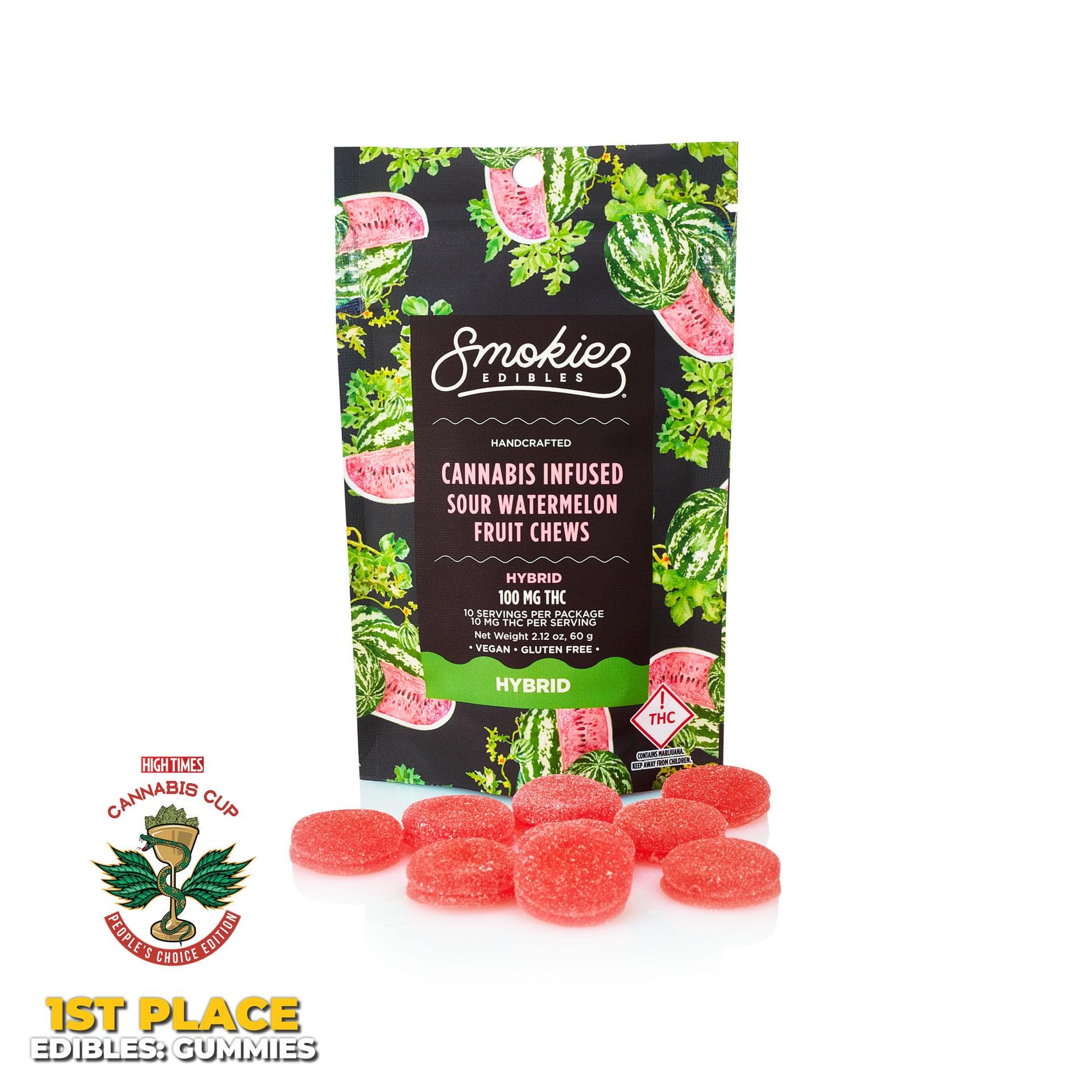 Smokiez Edibles Sour Watermelon Fruit Chews 10pk - 490208