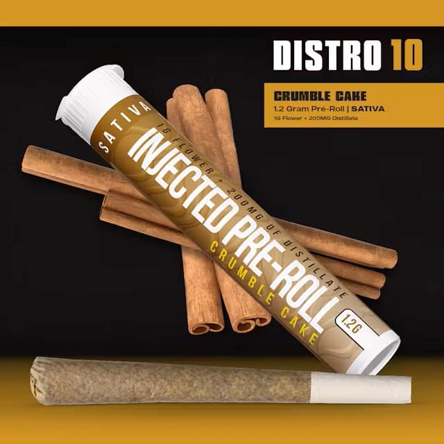 DISTRO 10 Distro 10 - 1.2g Injected Pre Roll - Crumble Cake