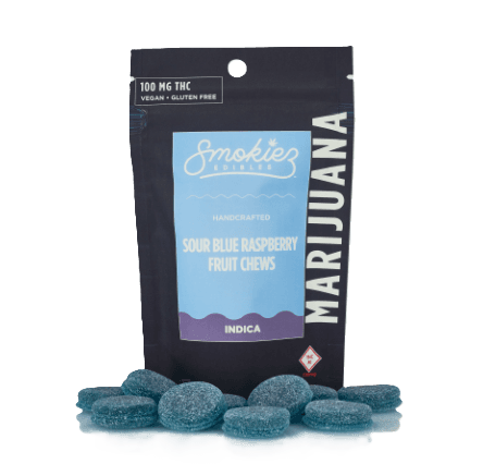 Smokiez Edibles Sour Blue Raspberry | Indica Gummies | 100mg (10pcs)