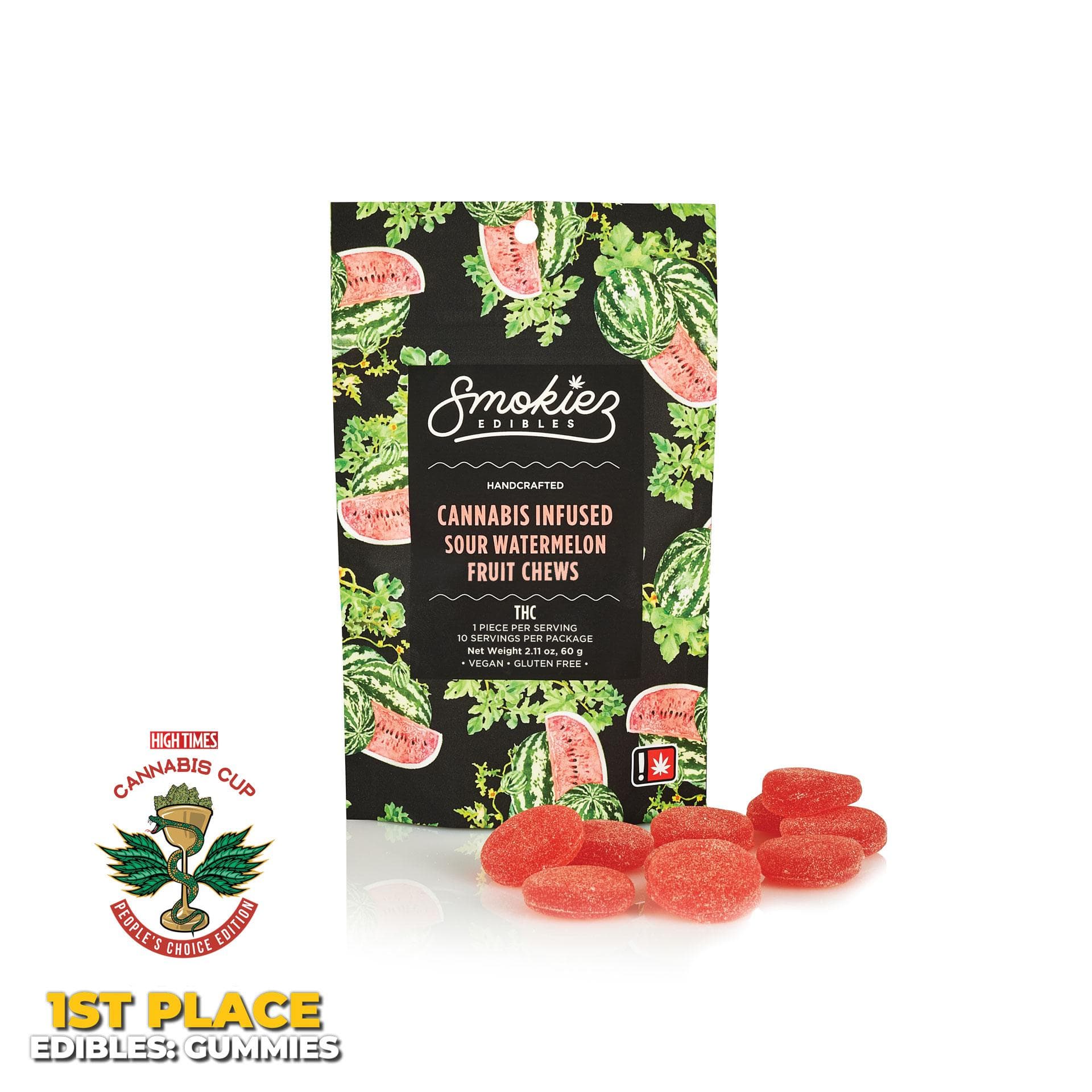 Smokiez Edibles Sour Watermelon Hybrid Gummies 10pc | 100mg