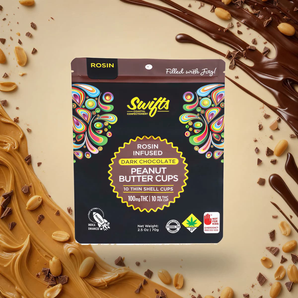Swifts Peanut Butter Cups - Dark Chocolate - Sativa [10pk] (100mg)