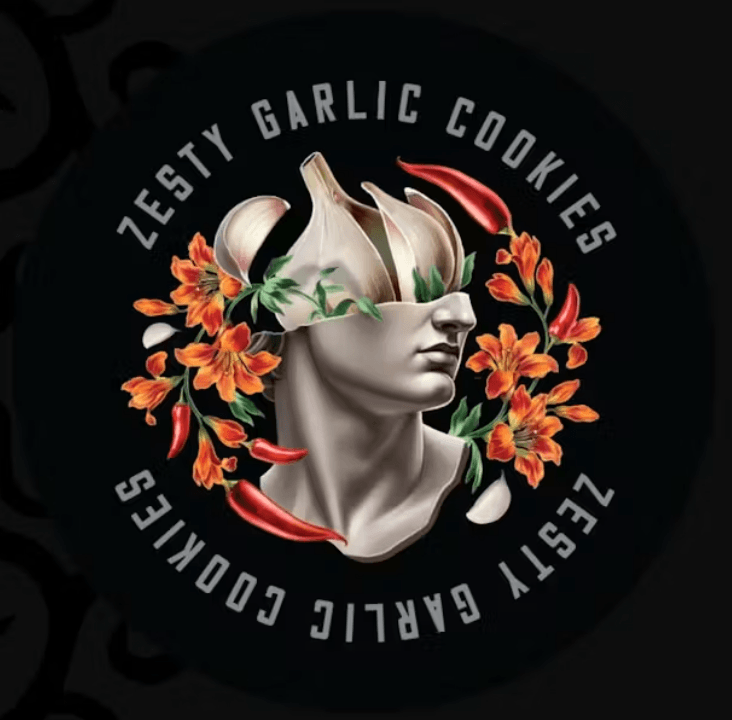 Dark Heart Zesty Garlic Cookies