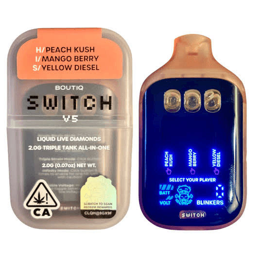 Boutiq Switch Disposable | Peach Kush x Mango Berry x Yellow Diesel