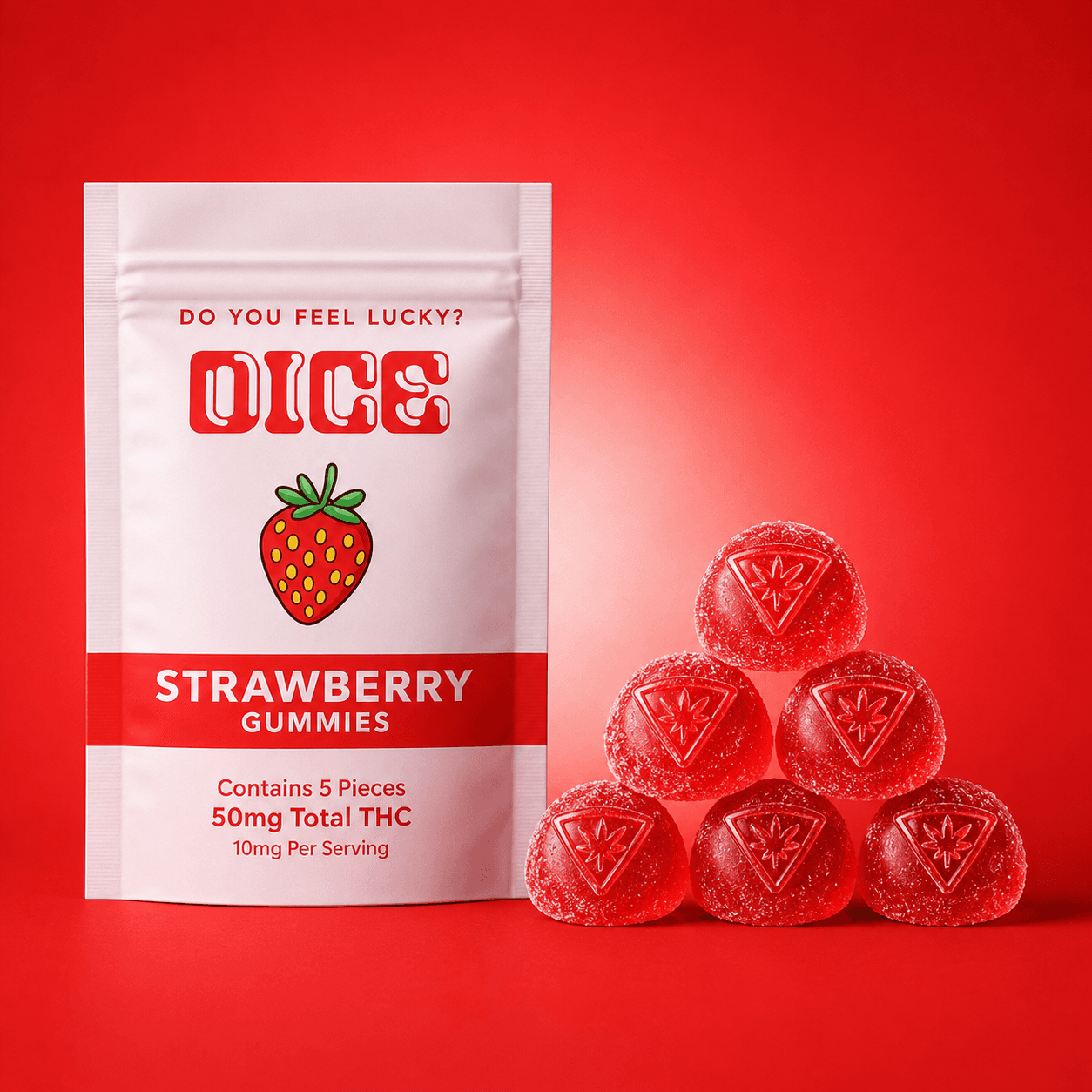 Dice Strawberry | 5pk | 50mg