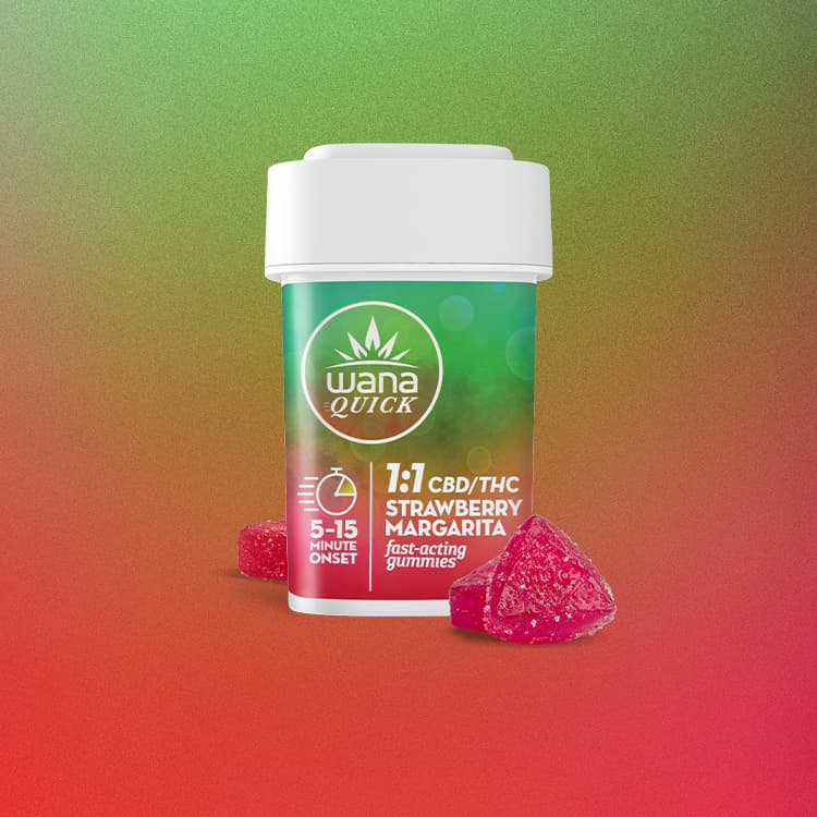 Wana Quick Strawberry Margarita 1:1 CBD/THC Gummies [10 pack] | 100mg