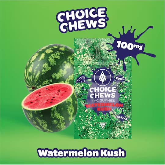 Choice 100mg Watermelon Kush Sativa Gummies - Choice Chews