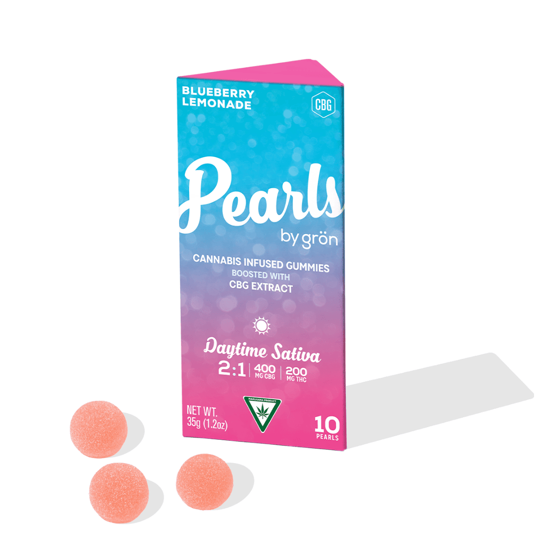 Grön BLUEBERRY LEMONADE 2:1 CBG:THC PEARLS GUMMIES 10X20MG