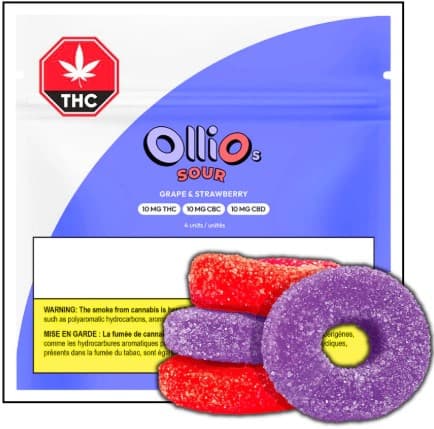 Olli O's Strawberry & Grape 1:1:1 THC:CBC:CBD Soft Chews - 4 x 2.5mg