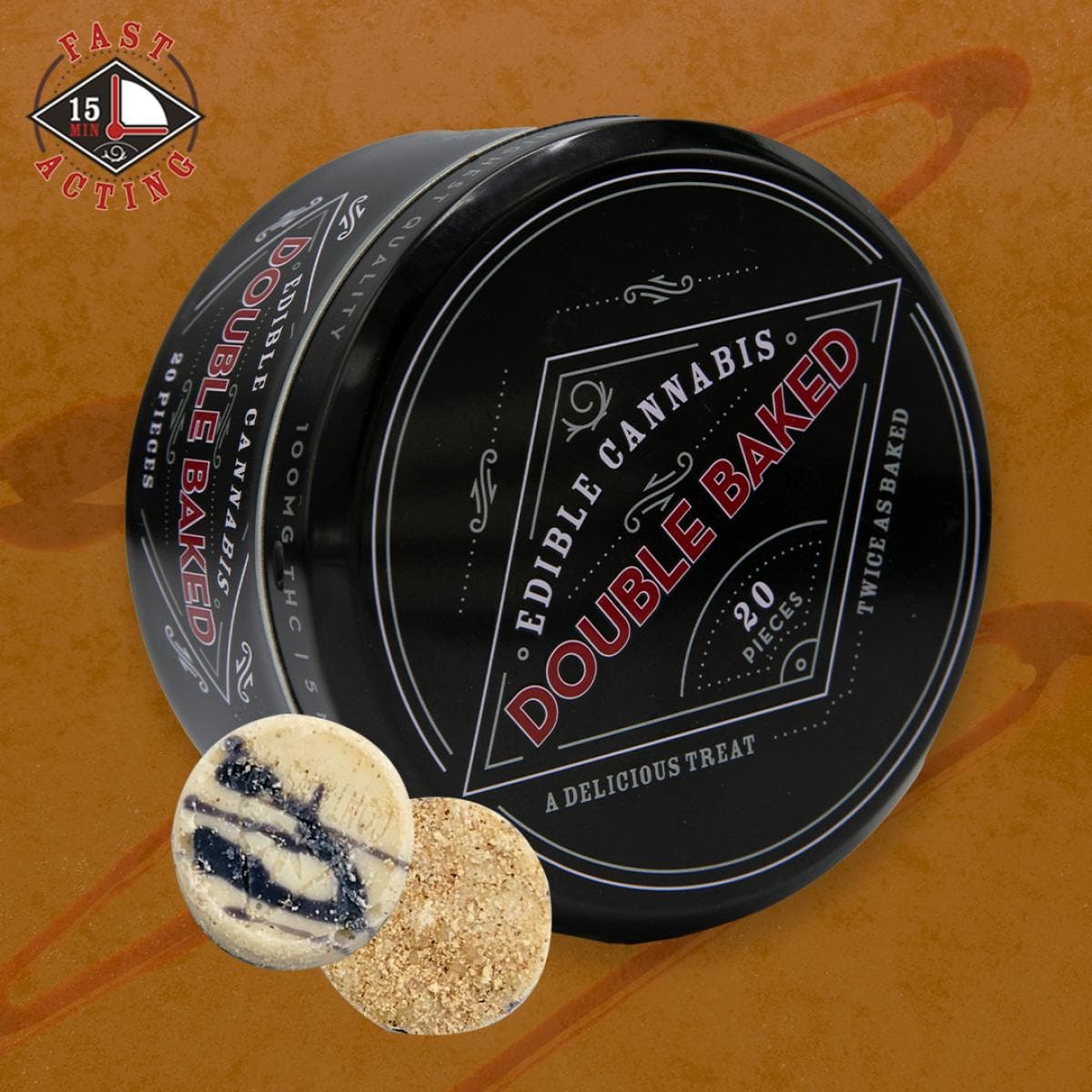 Double Baked Fast-Acting | RSO Sativa Blueberry Cinnamon Streusel Chocolates | 100mg (20pk)