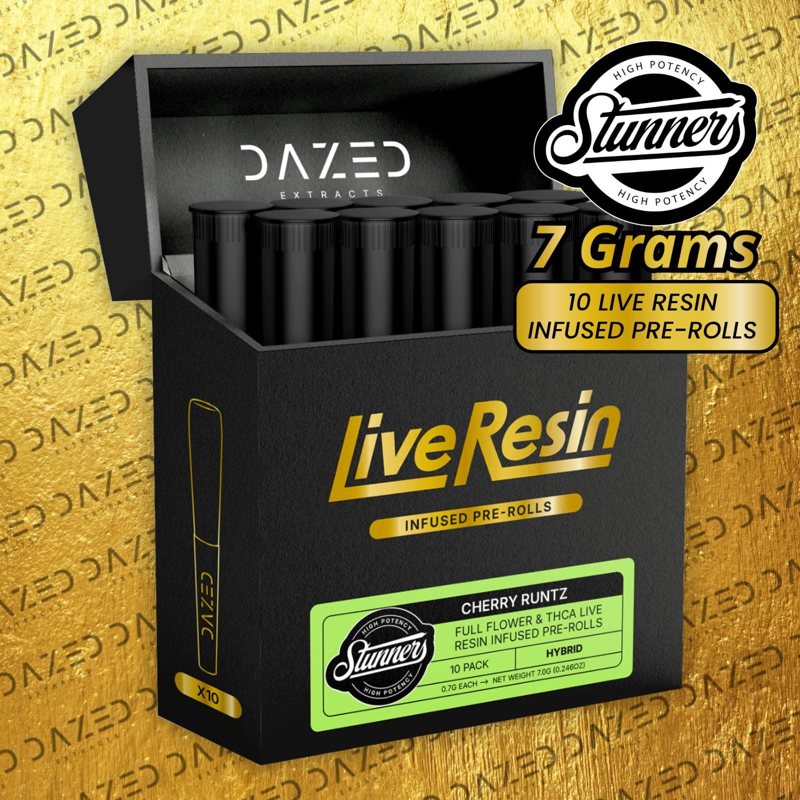 DAZED Dazed Stunners Cherry Runtz Live Resin Infused Pre-Roll .7g 10 Pack