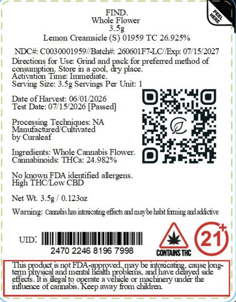 Find. Lemon Creamsicle (S) Flower C0030001963