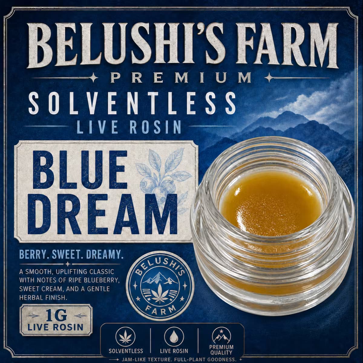 Belushi's Farm Blue Dream 1g Live Rosin-S