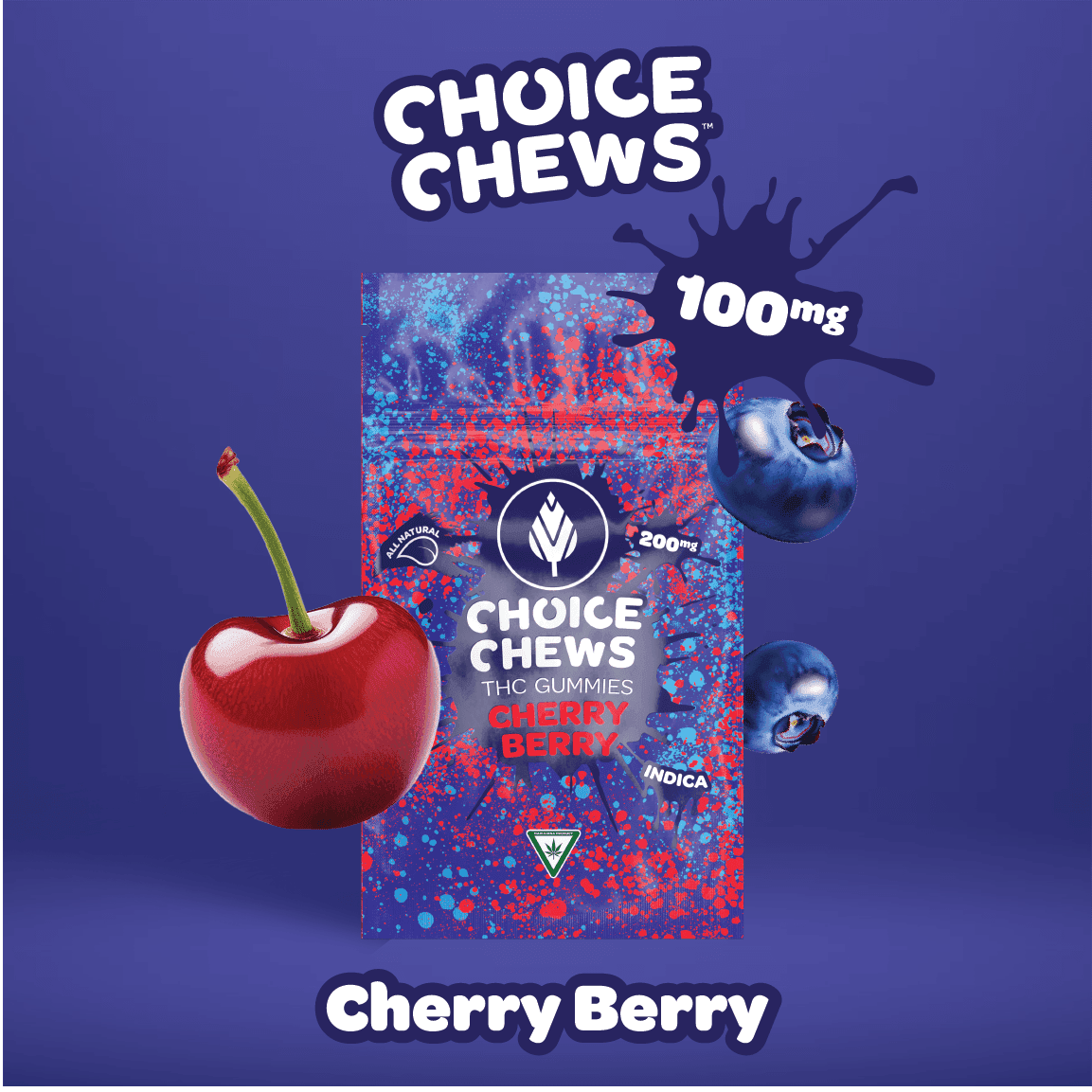 Choice Chews - Cherry Berry Indica Gummies (100mg 20pk)