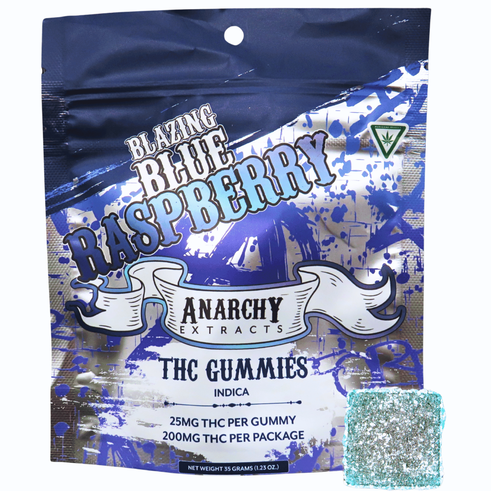 Anarchy Extracts Anarchy Extracts Blazing Blue Raspberry Indica Gummies 200mg THC