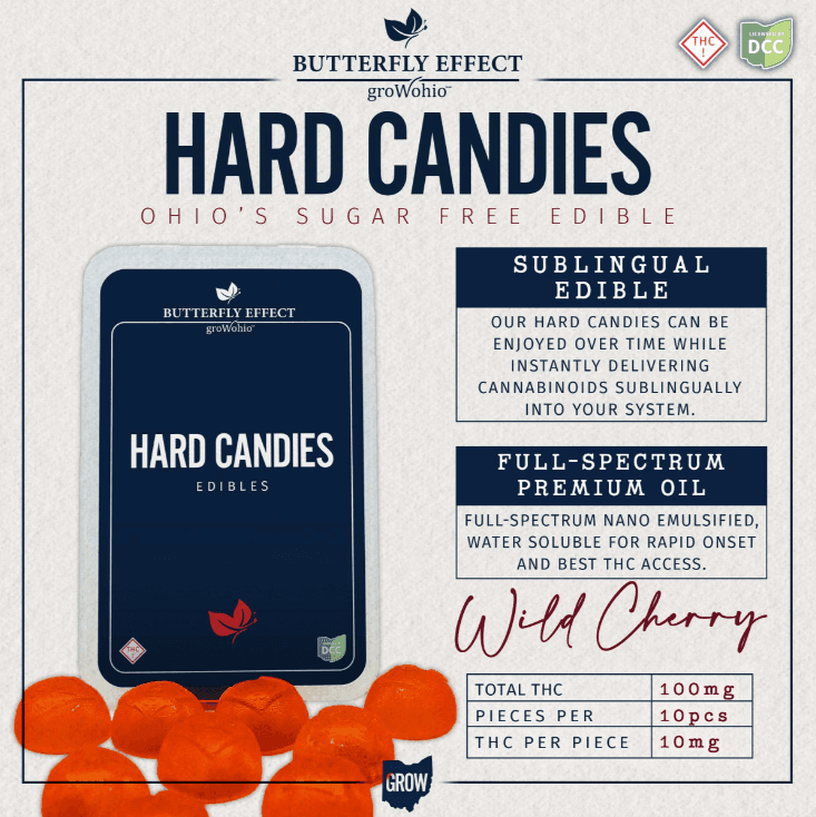 Butterfly Effect by Grow Ohio Wild Cherry - Hard Candy - 100mg [10pc]