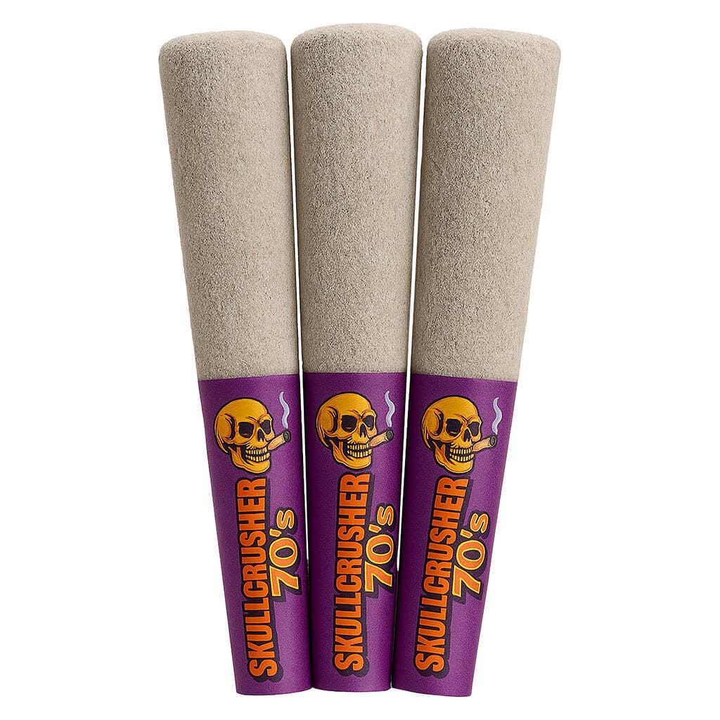 SKULLCRUSHER 70'S Iced Raspberry Quad Diamond Infused Pre-Rolls - Indica - 3x0.45g