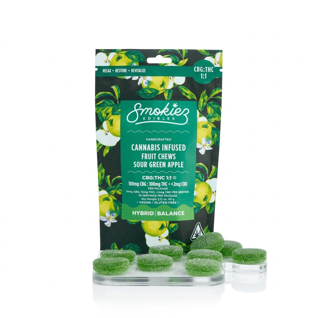SMOKIEZ 1:1 Sour Green Apple [10pk] (100mg CBG/100mg THC)