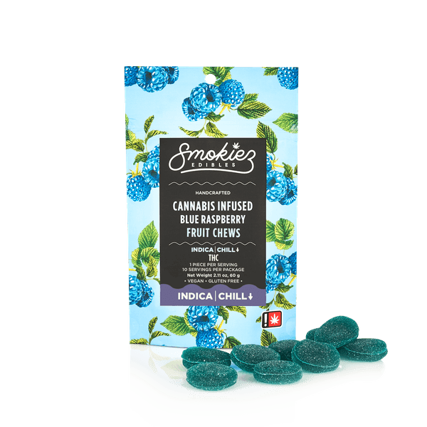Smokiez Edibles Smokiez 10pc Blue Raspberry Sweet Fruit Chews - 100mg