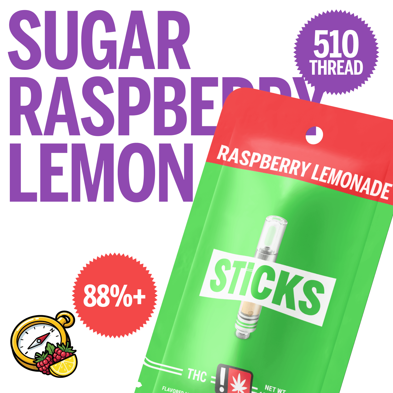 STICKS Raspberry Lemonade Sativa Cartridge [1G] Vapes