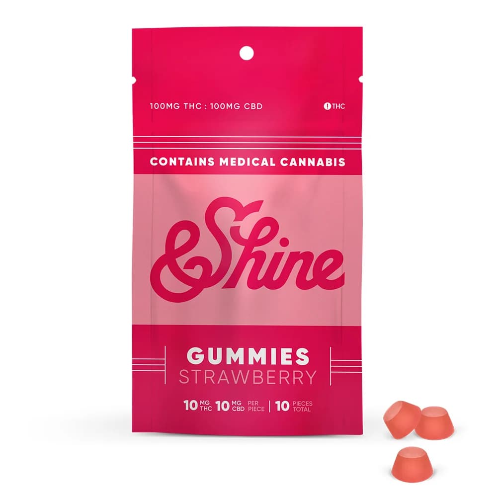 &Shine Strawberry [10pk] (100mg CBD/100mg THC)