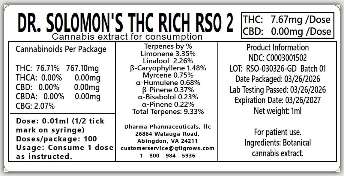 Dr. Solomon's THC Rich - Indica #2