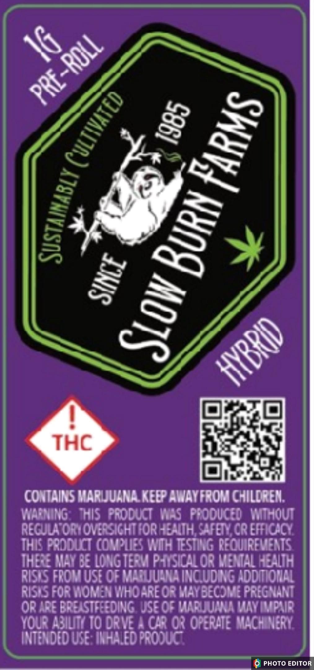 Slow Burn Farms SBF Preroll- Devils Kandy H