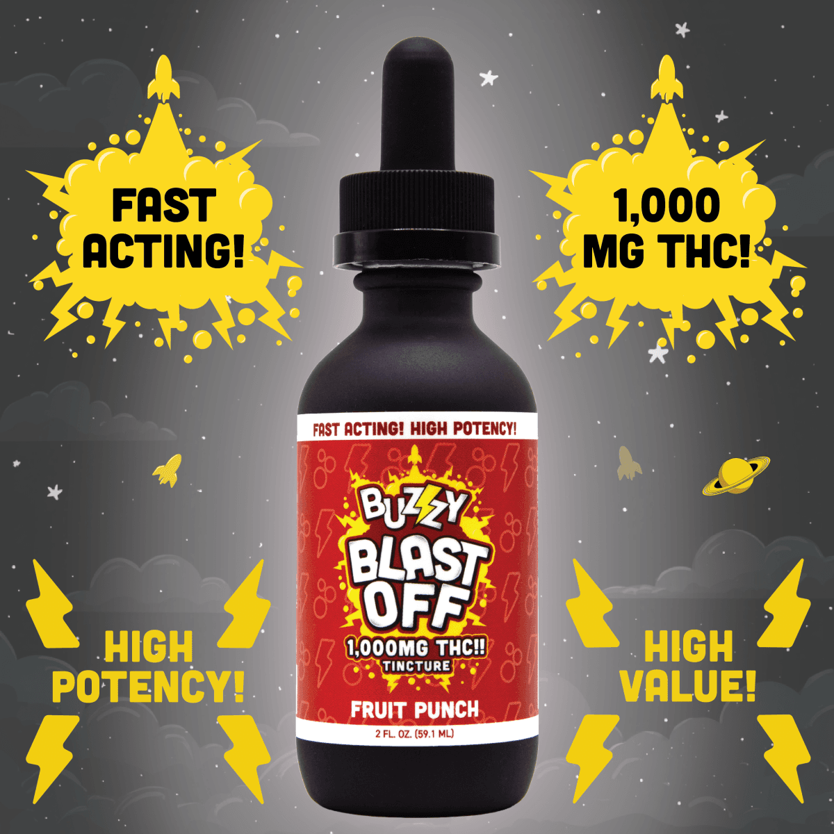 Buzzy Buzzy Blast Off Fruit Punch 1000mg Tincture