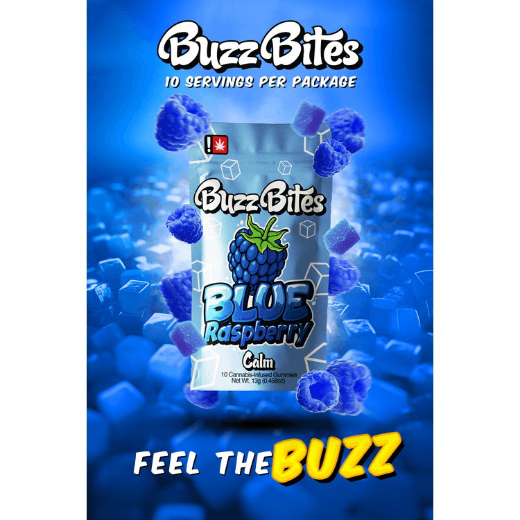 Buzz Bites Buzz Bites 100mg 10 Pack Blue Raspberry Calm Gummies