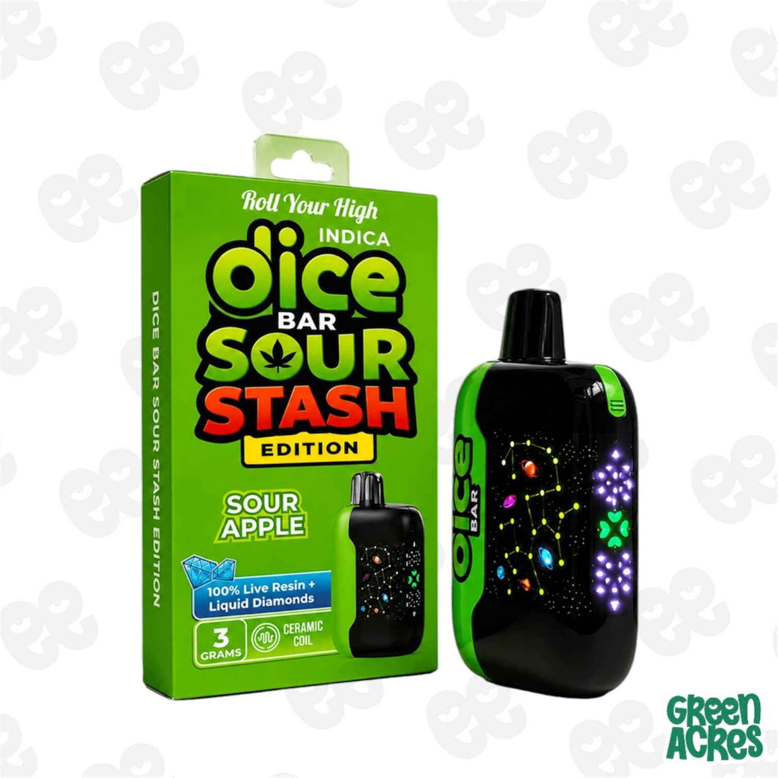 Dice Bar Dice Bar: Sour Apple 3G Vape Disposable