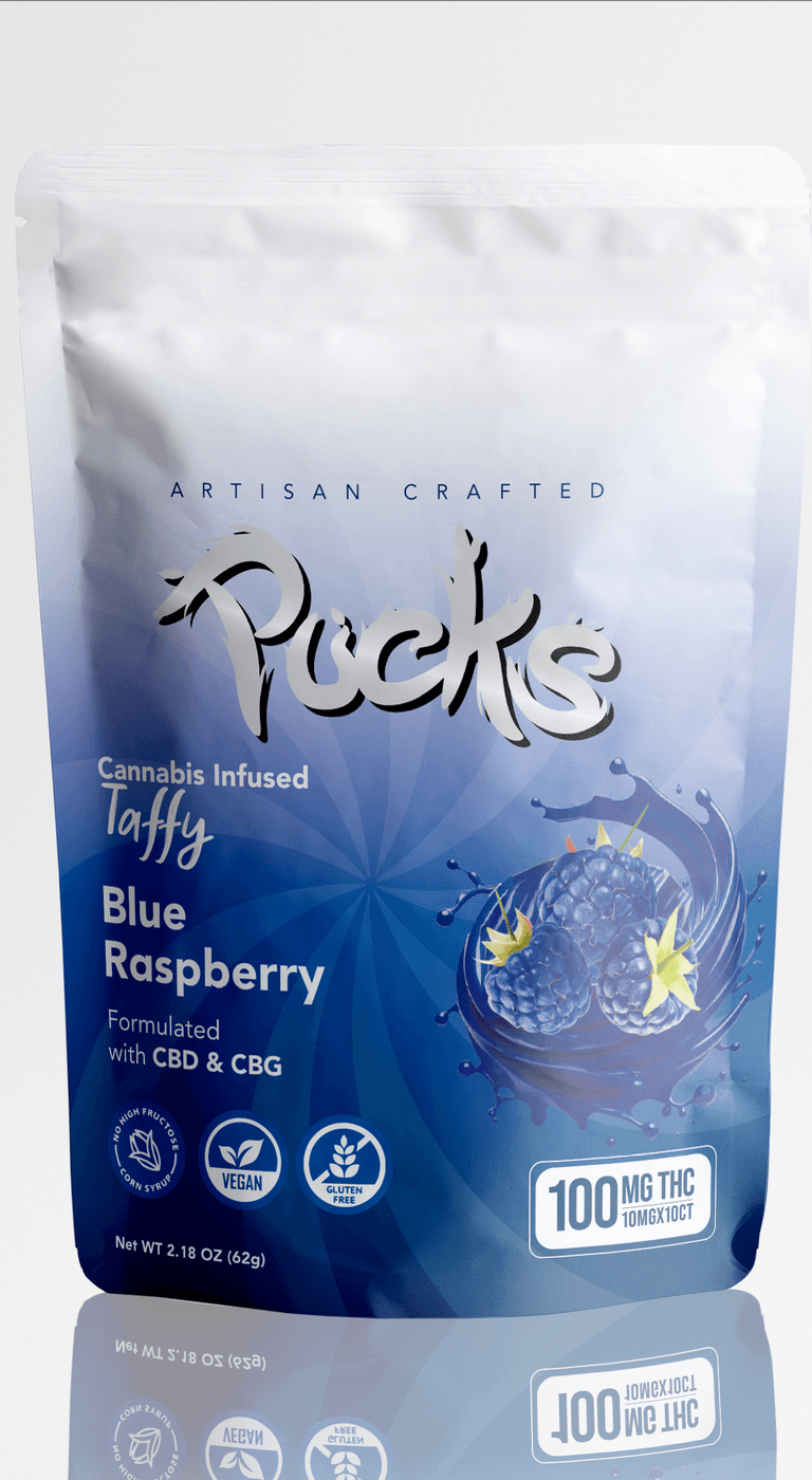 Pucks Taffy 100mg - Blue Raspberry